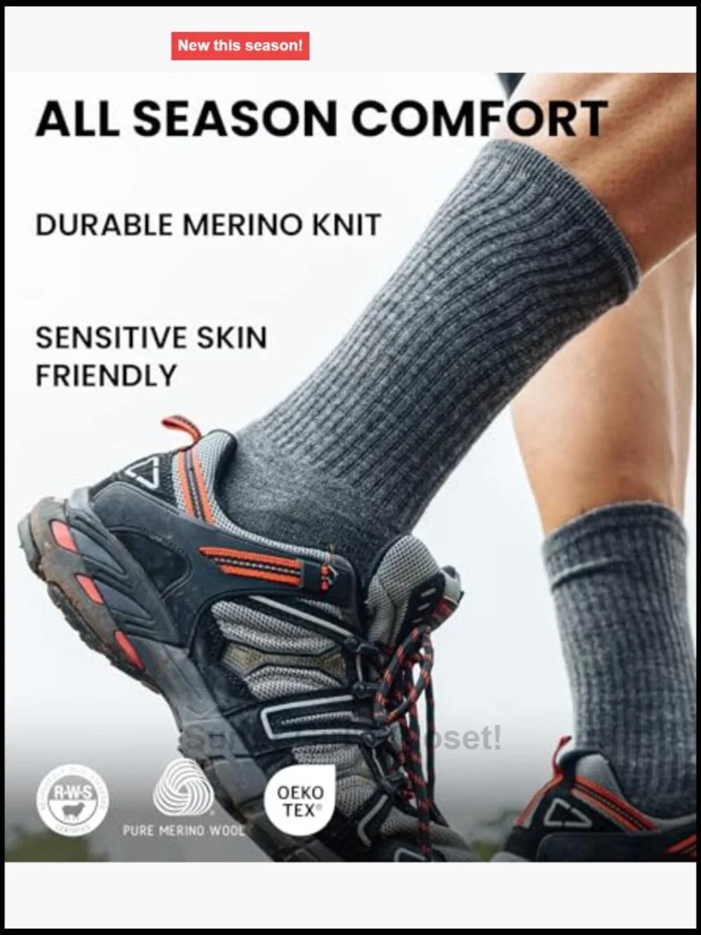 Merino Wool Hiking Socks Men Women Thermal Crew Boot Socks